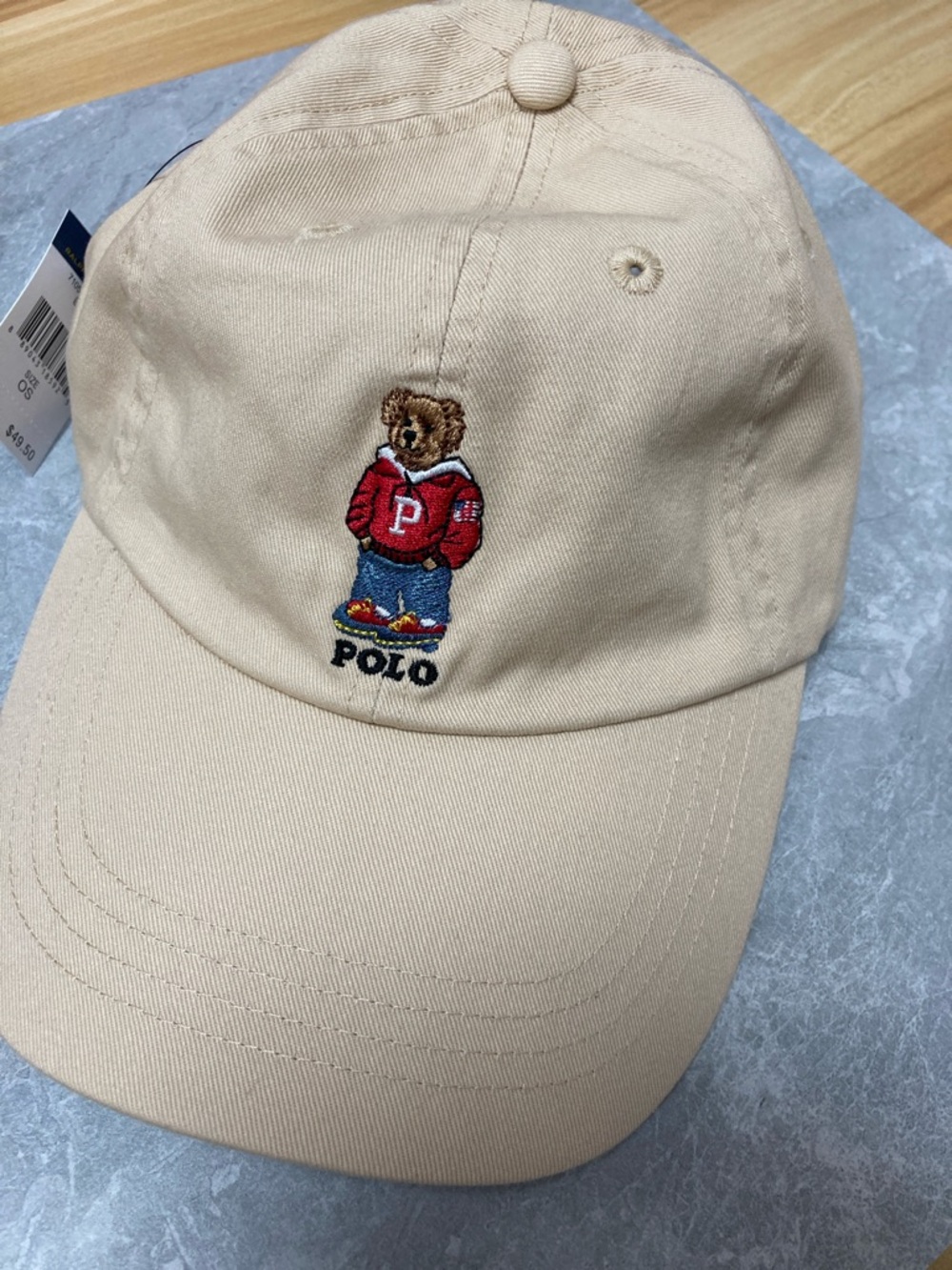 Polo by Ralph Lauren Beige Bear Embroidered Kids Cap